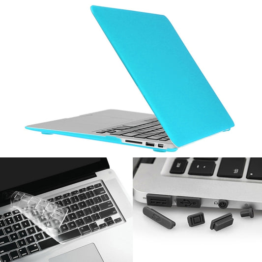 ENKAY for Macbook Air 13.3 inch (US Version) / A1369 / A1466 Hat-Prince 3 in 1 Frosted Hard Shell Plastic Protective Case with Keyboard Guard & Port Dust Plug(Blue) - MacBook Air Cases by ENKAY | Online Shopping UK | buy2fix