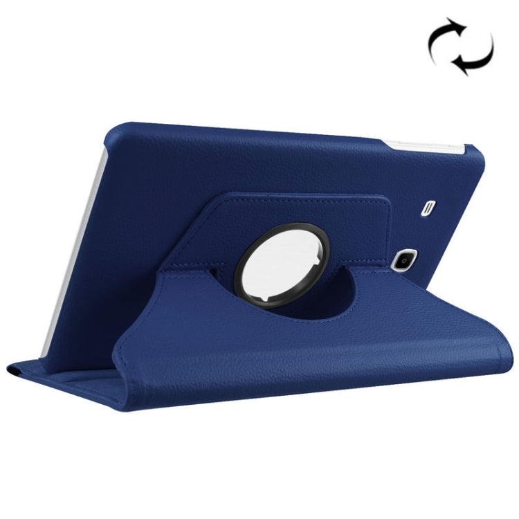 Litchi Texture Horizontal Flip Solid Color Leather Case with 360 Degrees Rotation Holder for Galaxy Tab E 9.6 / T560 / T561(Dark Blue) - Other Galaxy Tab PC by buy2fix | Online Shopping UK | buy2fix