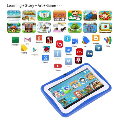 Kids Education Tablet PC, 7.0 inch, 1GB+16GB, Android 4.4.2 Allwinner A33 Quad Core 1.3GHz, WiFi, TF Card up to 32GB, Dual Camera(Blue) -  by buy2fix | Online Shopping UK | buy2fix