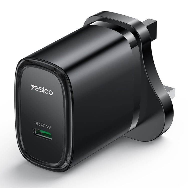 Yesido YC76B PD 20W USB-C / Type-C Single Port Quick Charger, UK Plug (Black) - USB Charger by Yesido | Online Shopping UK | buy2fix