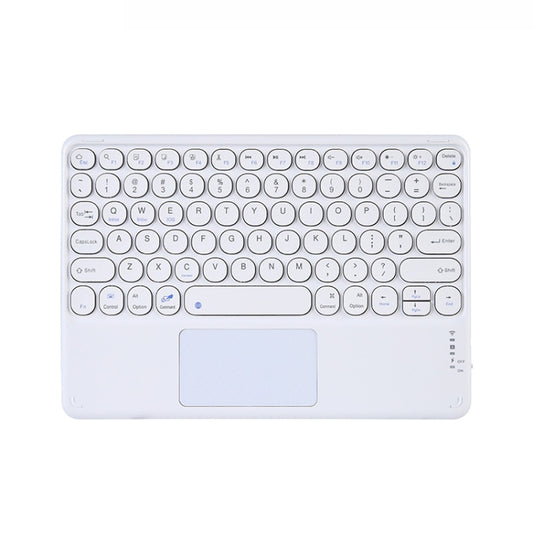 250C 10 inch Universal Tablet Round Keycap Wireless Bluetooth Keyboard with Touch Panel (White) - Universal Keyboard by buy2fix | Online Shopping UK | buy2fix