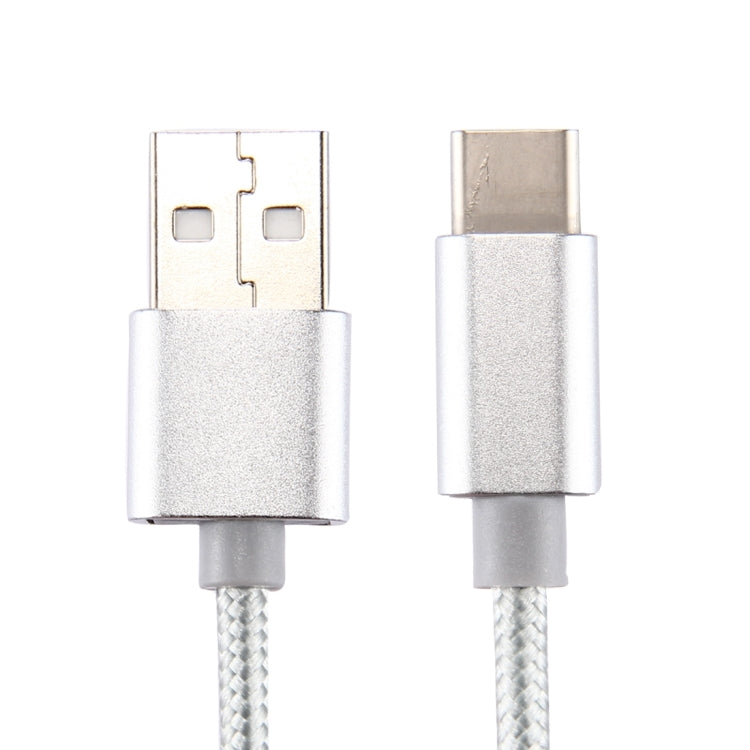 Knit Texture USB to USB-C / Type-C Data Sync Charging Cable, Cable Length: 2m, 3A Output(Silver) - USB-C & Type-C Cable by buy2fix | Online Shopping UK | buy2fix