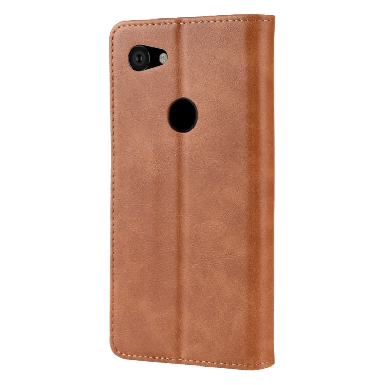 Magnetic Buckle Retro Crazy Horse Texture Horizontal Flip Leather Case for Google Pixel 3a , with Holder & Card Slots & Photo Frame(Brown) - Google Cases by buy2fix | Online Shopping UK | buy2fix