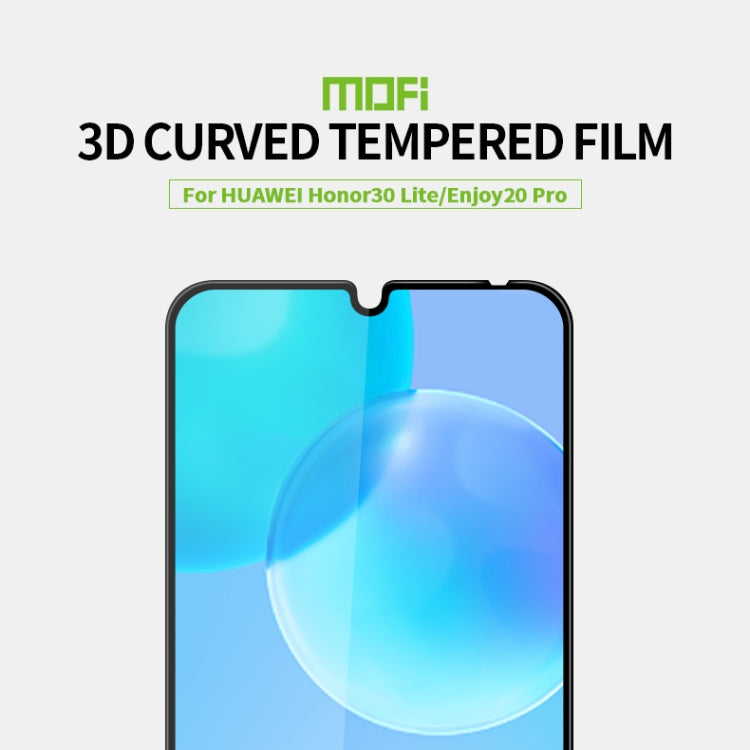 For Huawei Enjoy20 Pro/Honor30 Lite MOFI 9H 3D Explosion-proof Curved Screen Tempered Glass Film(Black) - Huawei Tempered Glass by MOFI | Online Shopping UK | buy2fix