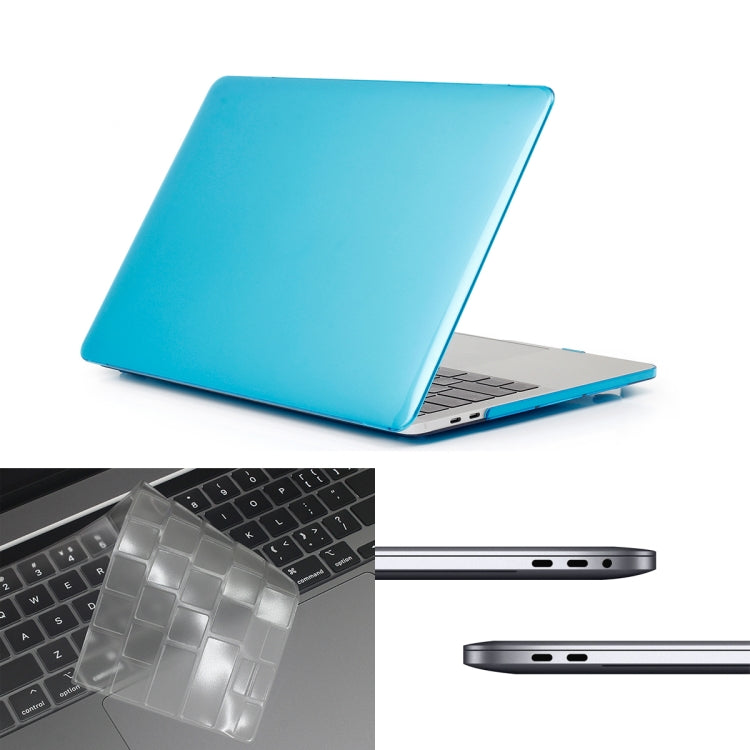 ENKAY Hat-Prince 3 in 1 For MacBook Pro 13 inch A2289 / A2251 (2020) Crystal Hard Shell Protective Case + Europe Version Ultra-thin TPU Keyboard Protector Cover + Anti-dust Plugs Set(Light Blue) - MacBook Pro Cases by ENKAY | Online Shopping UK | buy2fix