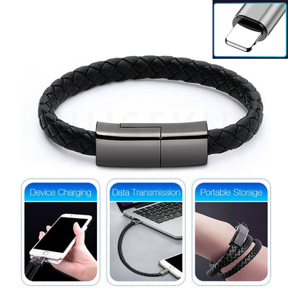 XJ-28 3A USB to 8 Pin Creative Bracelet Data Cable, Cable Length: 22.5cm(Black) - Multifunction Cable by buy2fix | Online Shopping UK | buy2fix