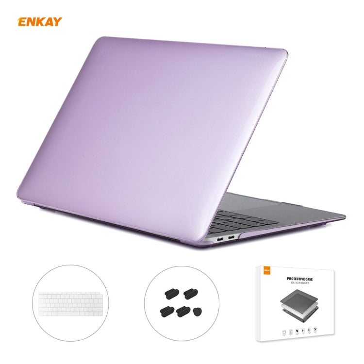 ENKAY 3 in 1 Crystal Laptop Protective Case + US Version TPU Keyboard Film + Anti-dust Plugs Set for MacBook Air 13.3 inch A1932 (2018)(Purple) - MacBook Air Cases by WIWU | Online Shopping UK | buy2fix