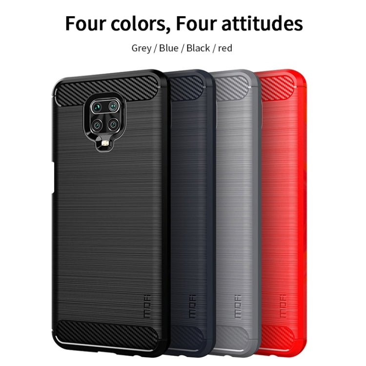 For Xiaomi Redmi Note 9s / Note 9 Pro / Note 9 Pro Max / Foco M2 Pro MOFI Gentleness Series Brushed Texture Carbon Fiber Soft TPU Case(Red) - Xiaomi Cases by MOFI | Online Shopping UK | buy2fix