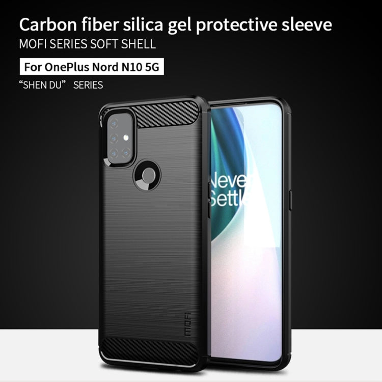 For OnePlus Nord N10 5G MOFI Gentleness Series Brushed Texture Carbon Fiber Soft TPU Case(Blue) - OnePlus Cases by MOFI | Online Shopping UK | buy2fix