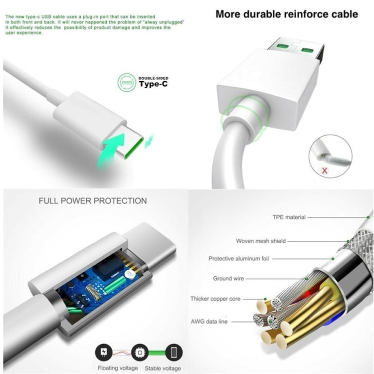 XJ-63 5A USB to Type-C Super Flash Charging Data Cable for OPPO, Cable Length:1m - USB-C & Type-C Cable by buy2fix | Online Shopping UK | buy2fix