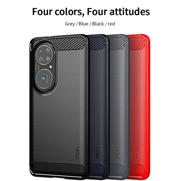 For Huawei P50 Pro MOFI Gentleness Series Brushed Texture Carbon Fiber Soft TPU Case(Red) - Huawei Cases by MOFI | Online Shopping UK | buy2fix