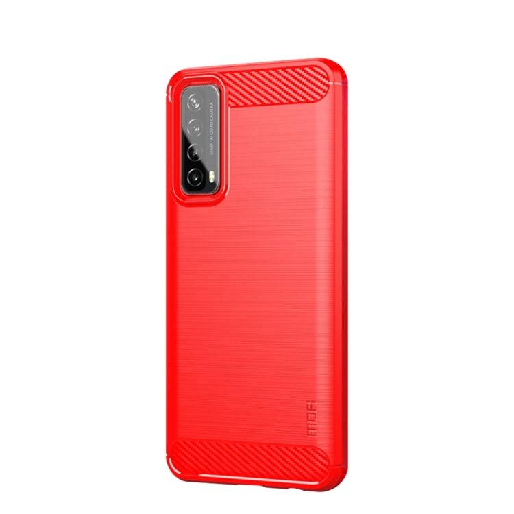 For Huawei P Smart 2021 / Y7A MOFI Gentleness Series Brushed Texture Carbon Fiber Soft TPU Case(Red) - Huawei Cases by AutSpace | Online Shopping UK | buy2fix