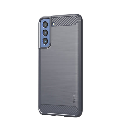 For Samsung Galaxy S21 FE MOFI Gentleness Series Brushed Texture Carbon Fiber Soft TPU Case(Gray) - Galaxy Phone Cases by MOFI | Online Shopping UK | buy2fix