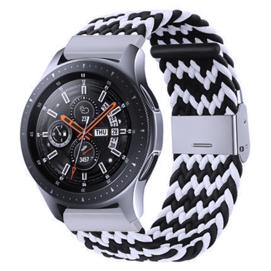 For Samsung Galaxy Watch 4 / Watch 5 20mm Nylon Braided Metal Buckle Watch Band(W Black White) - Watch Bands by buy2fix | Online Shopping UK | buy2fix