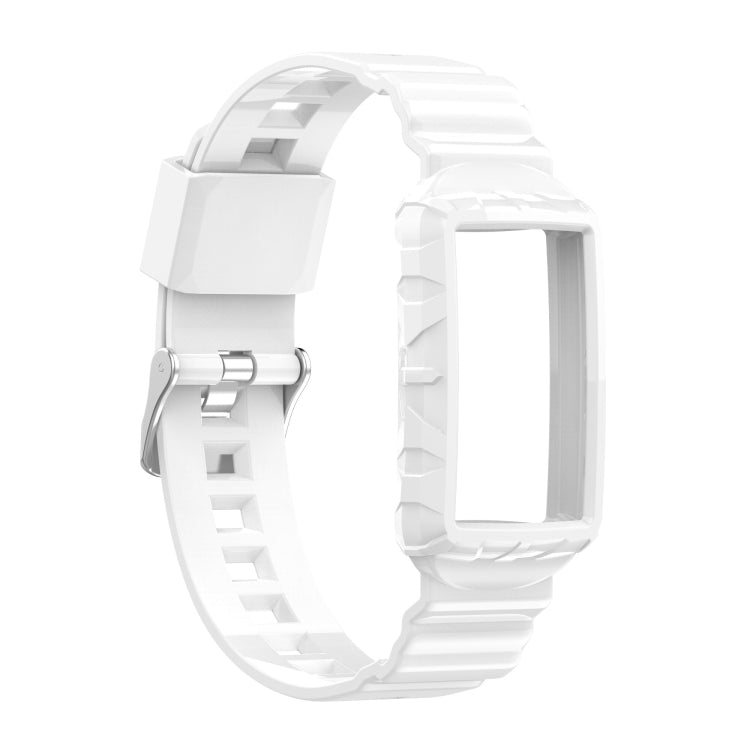 For Fitbit Charge 3 SE Silicone One Body Armor Watch Band(White) - Watch Bands by buy2fix | Online Shopping UK | buy2fix