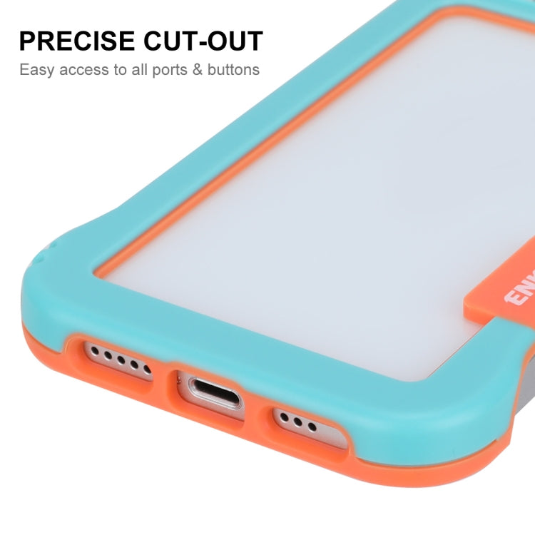 For iPhone 13 ENKAY Frameless Hollow Shockproof PC Case(Blue) - iPhone 13 Cases by ENKAY | Online Shopping UK | buy2fix