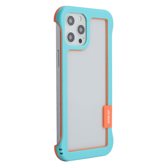 For iPhone 12 / 12 Pro ENKAY Frameless Hollow Shockproof PC Case(Blue) - iPhone 12 / 12 Pro Cases by ENKAY | Online Shopping UK | buy2fix