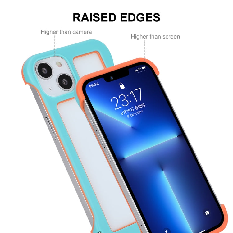 For iPhone 13 ENKAY Frameless Hollow PC Case + Glass Film(Blue) - iPhone 13 Cases by ENKAY | Online Shopping UK | buy2fix