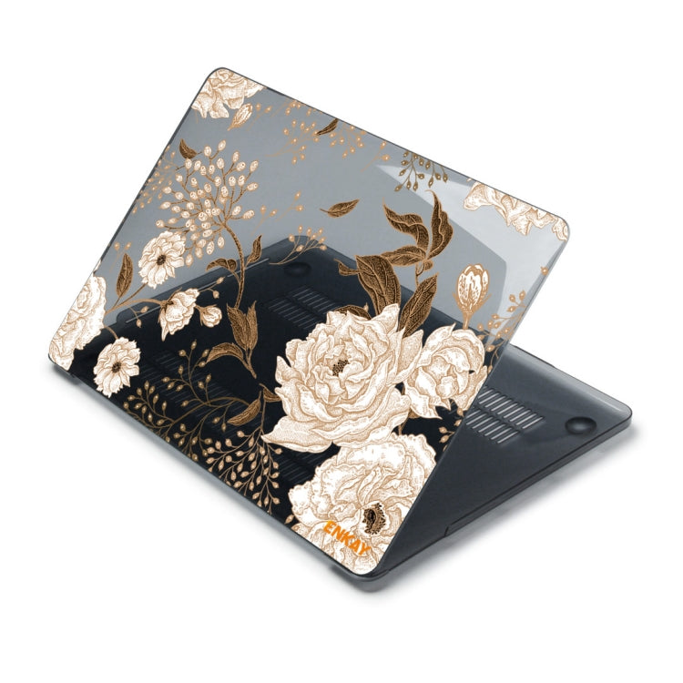 ENKAY Vintage Pattern Series Laotop Protective Crystal Case For MacBook Pro 13.3 inch A2251 / A2289 / A2338 2020(Golden Peony) - MacBook Pro Cases by ENKAY | Online Shopping UK | buy2fix