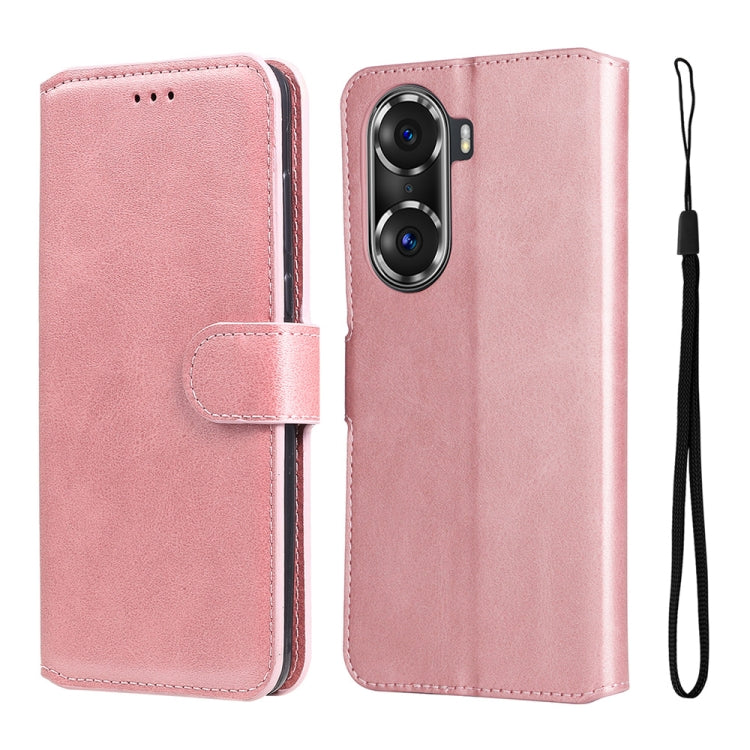 For Honor 60 Pro JUNSUNMAY Calf Texture Leather Phone Case(Pink) - Honor Cases by JUNSUNMAY | Online Shopping UK | buy2fix