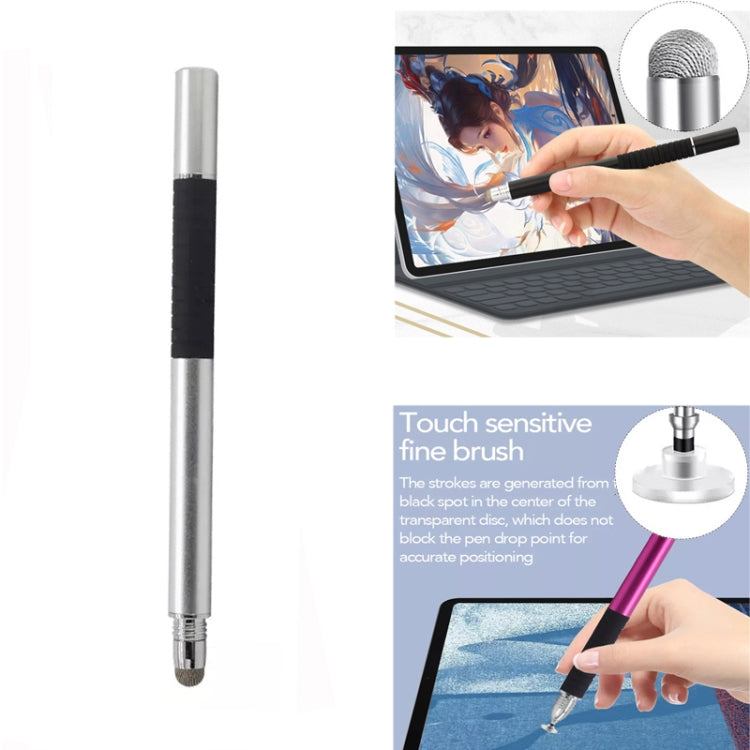 AT-31 Conductive Cloth Head + Precision Sucker Capacitive Pen Head 2-in-1 Handwriting Stylus with 2 Pen Head(Silver Grey) - Stylus Pen by buy2fix | Online Shopping UK | buy2fix