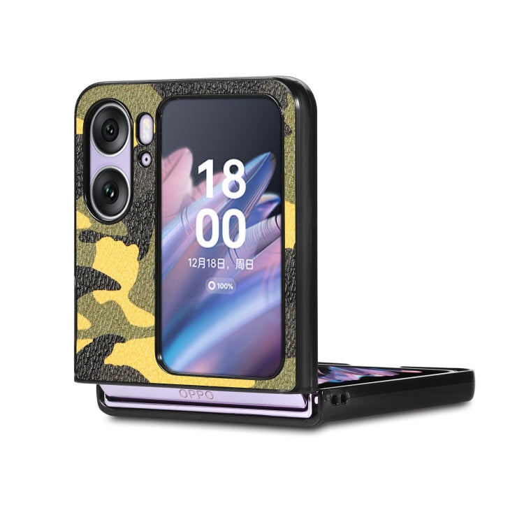 For OPPO Find N2 Flip Camouflage Leather Back Cover Phone Case(Yellow) - Find N2 Flip Cases by buy2fix | Online Shopping UK | buy2fix