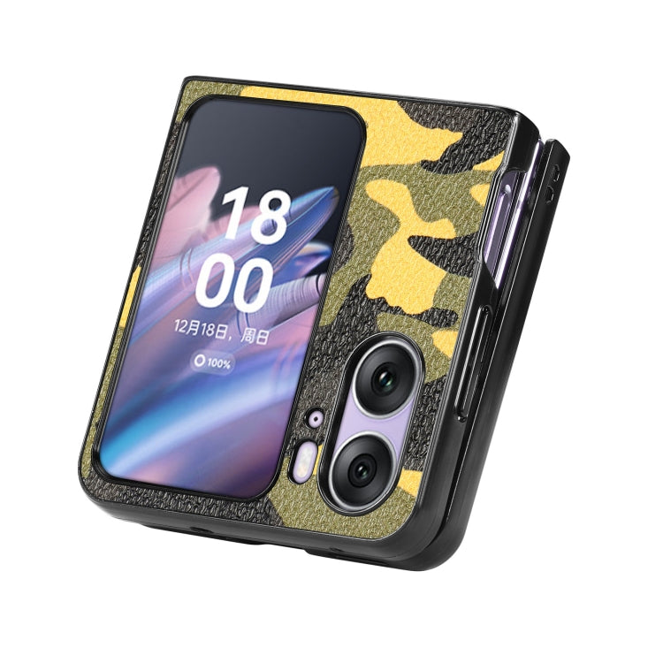 For OPPO Find N2 Flip Camouflage Leather Back Cover Phone Case(Yellow) - Find N2 Flip Cases by buy2fix | Online Shopping UK | buy2fix