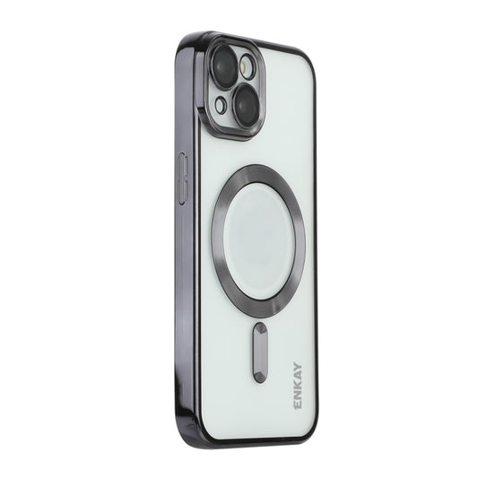 For iPhone 13 ENKAY Electroplated MagSafe Shockproof TPU Phone Case with Lens Film(Black) - iPhone 13 Cases by ENKAY | Online Shopping UK | buy2fix