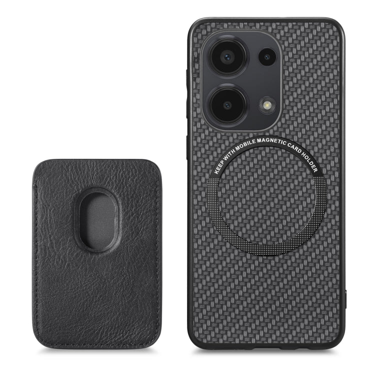 For Xiaomi Redmi Note 13 Pro 4G Carbon Fiber Leather Card Magnetic Phone Case(Black) - Note 13 Pro Cases by buy2fix | Online Shopping UK | buy2fix