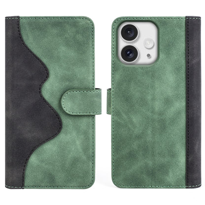 For iPhone 16 Pro Stitching Horizontal Flip Leather Phone Case(Green) - iPhone 16 Pro Cases by buy2fix | Online Shopping UK | buy2fix