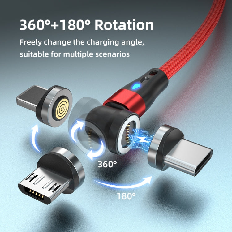 ENKAY 3 in 1 3A USB to Type-C / 8 Pin / Micro USB Magnetic 540 Degrees Rotating Fast Charging Cable, Length:2m(Red) - Charging Cable & Head by ENKAY | Online Shopping UK | buy2fix