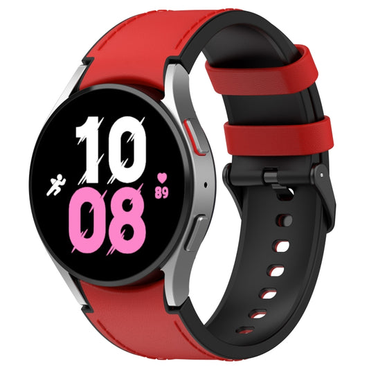 For Samsung Galaxy Watch 6 Classic Silicone Leather Black Buckle Watch Band(Red) - Watch Bands by buy2fix | Online Shopping UK | buy2fix