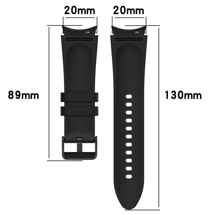 For Samsung Galaxy Watch 6 Silicone Leather Black Buckle Watch Band(White) - Watch Bands by buy2fix | Online Shopping UK | buy2fix