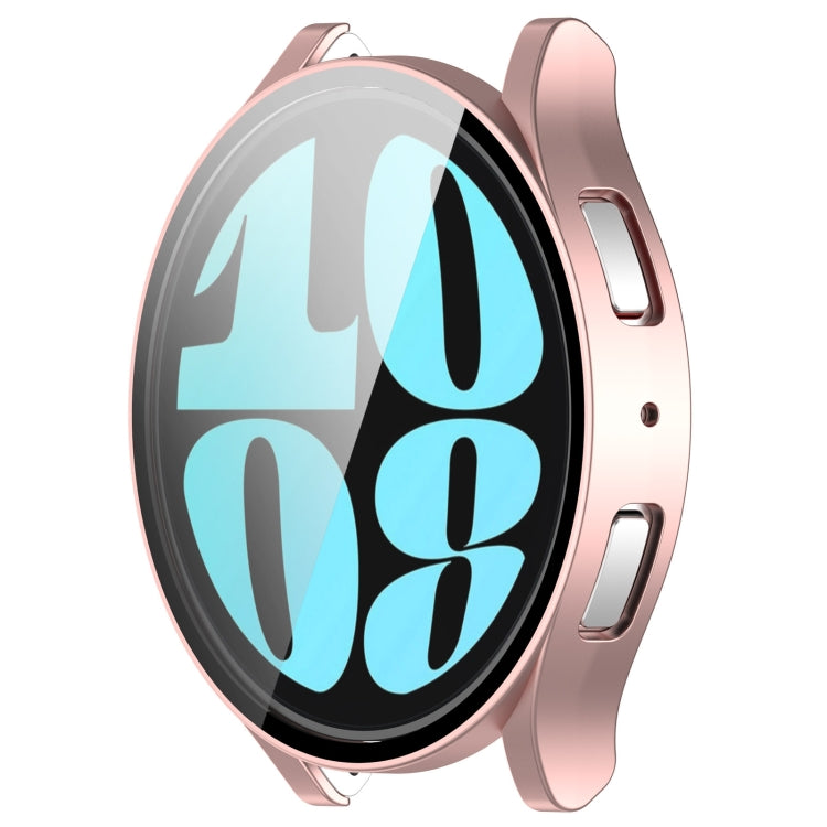 For Samsung Galaxy Watch6 44mm PC + Tempered Film Integrated Watch Protective Case(Rose Gold) - Watch Cases by buy2fix | Online Shopping UK | buy2fix