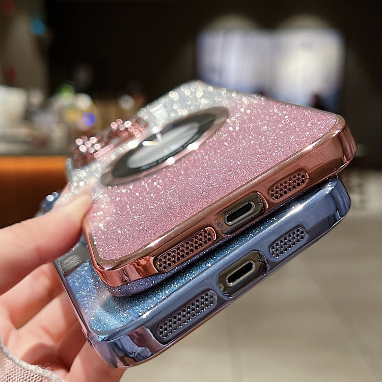 For iPhone 15 MagSafe Gradient Glitter Electroplating TPU Phone Case(Silvery) - iPhone 15 Cases by buy2fix | Online Shopping UK | buy2fix