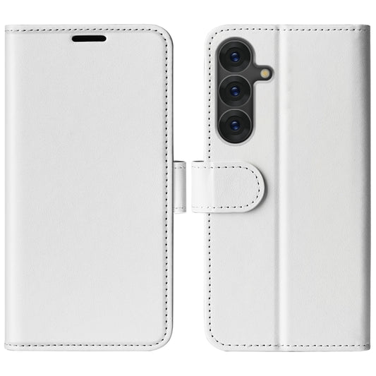 For Samsung Galaxy S25+ 5G R64 Texture Horizontal Flip Leather Phone Case(White) - Galaxy S25+ 5G Cases by buy2fix | Online Shopping UK | buy2fix