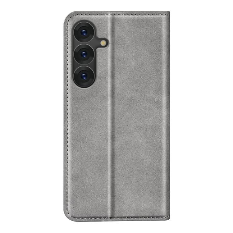 For Samsung Galaxy S25+ 5G Retro-skin Magnetic Suction Leather Phone Case(Grey) - Galaxy S25+ 5G Cases by buy2fix | Online Shopping UK | buy2fix