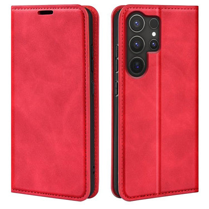 or Samsung Galaxy S25 Ultra 5G Retro-skin Magnetic Suction Leather Phone Case(Red) - Galaxy S25 Ultra 5G Cases by buy2fix | Online Shopping UK | buy2fix