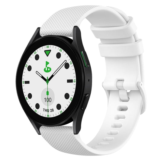 For Samsung Galaxy watch 5 Golf Edition 20mm Checkered Silicone Watch Band(White) - Watch Bands by buy2fix | Online Shopping UK | buy2fix