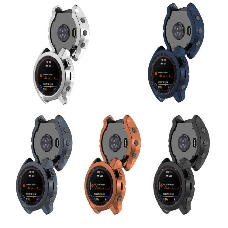 For Garmin Fenix 7S Pro Half Package Electroplated TPU Watch Protective Case(Black) - Watch Cases by buy2fix | Online Shopping UK | buy2fix