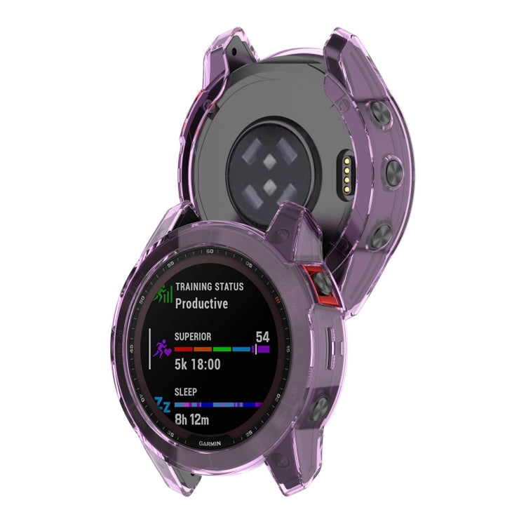 For Garmin Fenix 7S Pro Half-Package TPU Watch Protective Case(Transparent Purple) - Watch Cases by buy2fix | Online Shopping UK | buy2fix