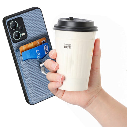 For Xiaomi 13 Lite Carbon Fiber Card Wallet Ring Holder Phone Case(Blue) - 13 Lite Cases by buy2fix | Online Shopping UK | buy2fix
