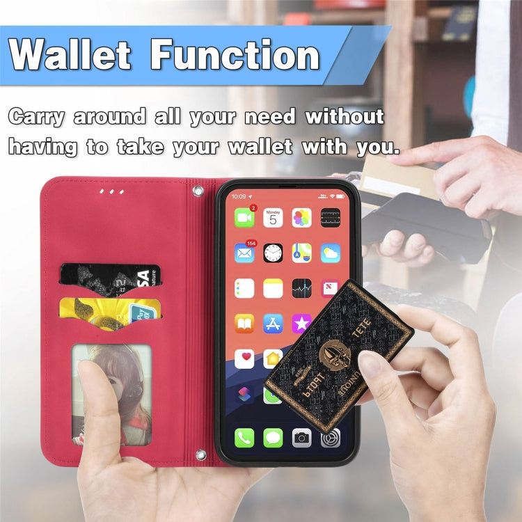 For iPhone 16 Pro Max Retro Skin Feel Magnetic Flip Leather Phone Case(Red) - iPhone 16 Pro Max Cases by buy2fix | Online Shopping UK | buy2fix