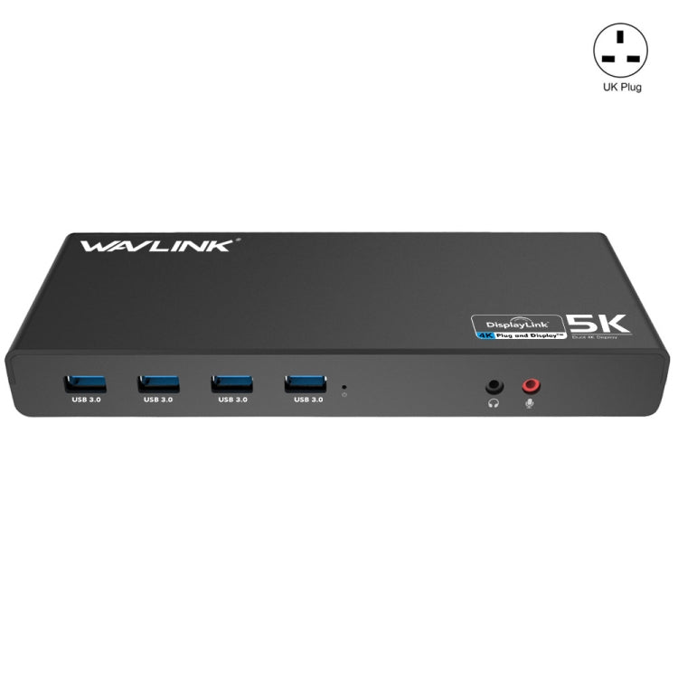 Wavlink UG69DK1 5K Type-C Dual Display USB 3.0 Video Gigabit Ethernet HDMI Docking Station, Plug:UK Plug -  by WAVLINK | Online Shopping UK | buy2fix