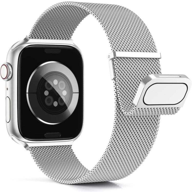 For Apple Watch 6 40mm Milan Double Magnetic Steel Mesh Watch Band(Silver) - Watch Bands by buy2fix | Online Shopping UK | buy2fix