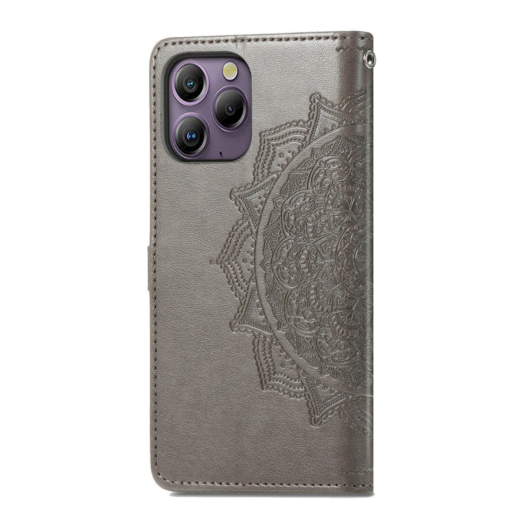 For Blackview A96 Mandala Flower Embossed Leather Phone Case(Gray) - More Brand by buy2fix | Online Shopping UK | buy2fix