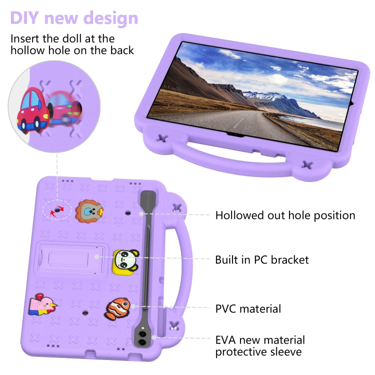 For Samsung Galaxy Tab S9 FE+ 12.4 X610N Handle Kickstand Children EVA Shockproof Tablet Case(Light Purple) - Galaxy Tab S9 FE+ by buy2fix | Online Shopping UK | buy2fix