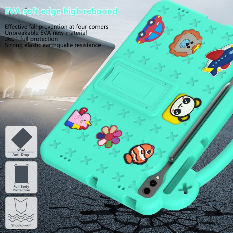 For Samsung Galaxy Tab S9+ 12.4 X810 Handle Kickstand Children EVA Shockproof Tablet Case(Mint Green) - Galaxy Tab S9+ Cases by buy2fix | Online Shopping UK | buy2fix