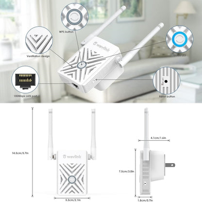 WAVLINK WN578W2 For Home Office N300 WiFi Wireless AP Repeater Signal Booster, Plug:EU Plug - Wireless Routers by WAVLINK | Online Shopping UK | buy2fix