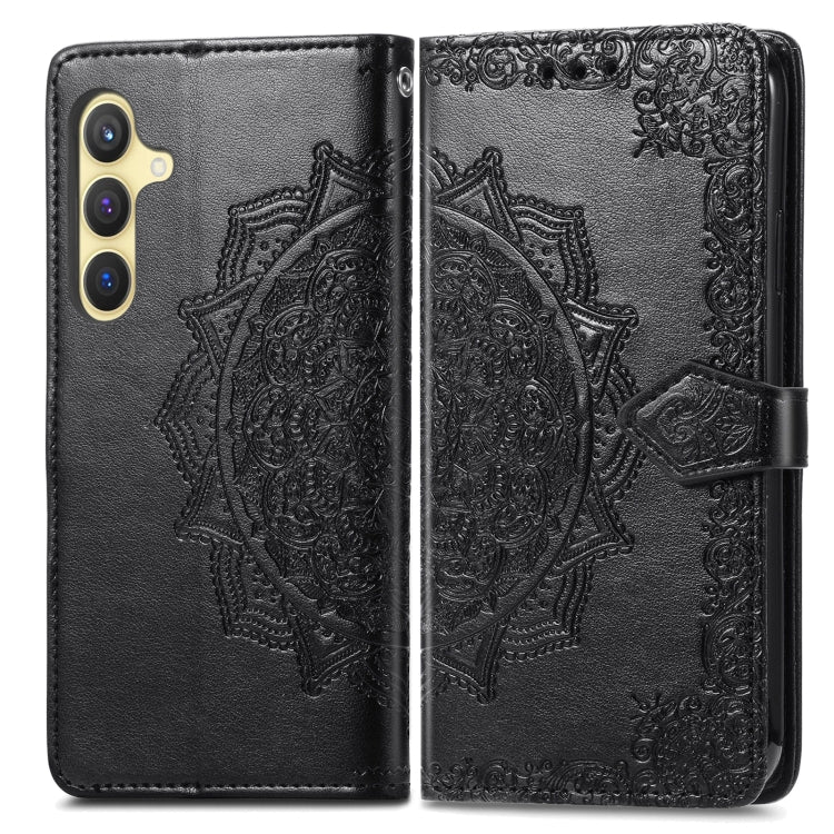 For Samsung Galaxy S24 5G Mandala Flower Embossed Leather Phone Case(Black) - Galaxy S24 5G Cases by buy2fix | Online Shopping UK | buy2fix